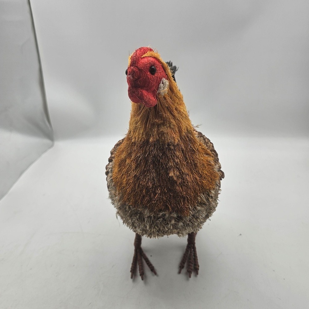 Rustic Wood Rooster Figurine Brown Medium Chicken Farmhouse Decor Primitive - Picture 3 of 11